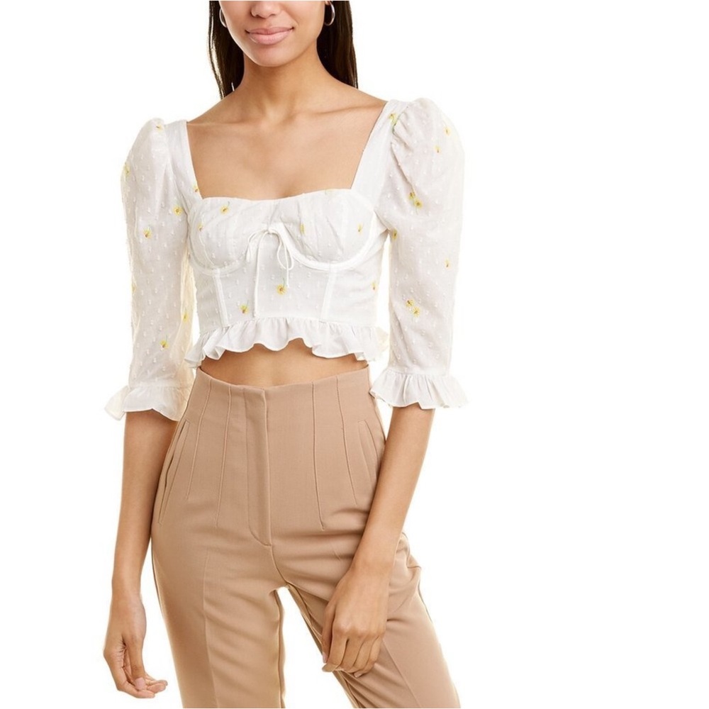 For Love & Lemons Abby Blouse in Ivory corset top Size M